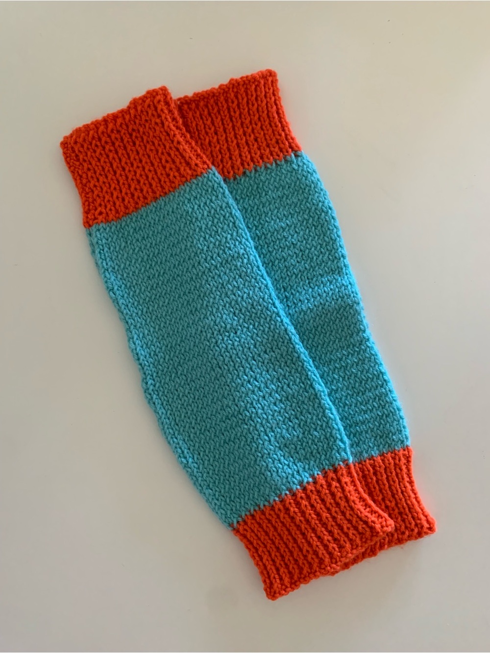 Women’s Knit Leg Warmers - Turquoise and Orange